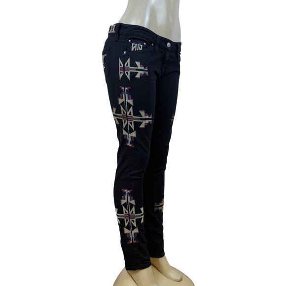 Isabel Marant Women’s Black Cotton-Elastane Embroidered Skinny Jeans Size 3 - Picture 2 of 10